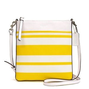 Coach Bleecker Yellow & White Striped Crossbody